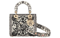DIOR Lady DiorMy ABCDior Embroidery Daisie Bag Shoulder Bag Crossbody Bag Handbag Small Size Women's Black/White