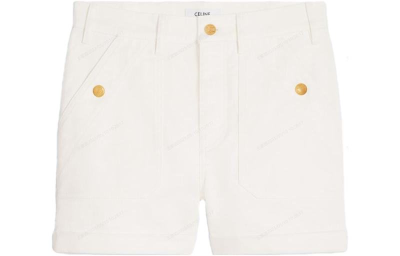 CELINE Suzanne Logo Patch Denim Shorts