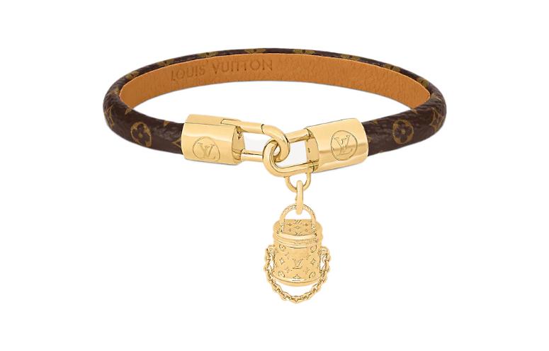 LOUIS VUITTON Canvas Metal Bangles Unisex Gold/Brown