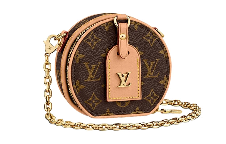 LOUIS VUITTON Petite Boite Chapeau Canvas With Leather Trim Round Bag Portable Crossbody Bag Shoulder Bag Women's Brown