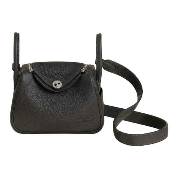 HERMES Lindy Clemence Bullock Leather Shoulder Bag Crossbody Bag Mini Women's Deep Bronze