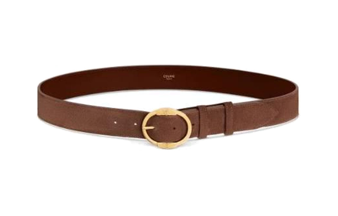 CELINE Large Twin Triomphe Belt In Suede Calfskin