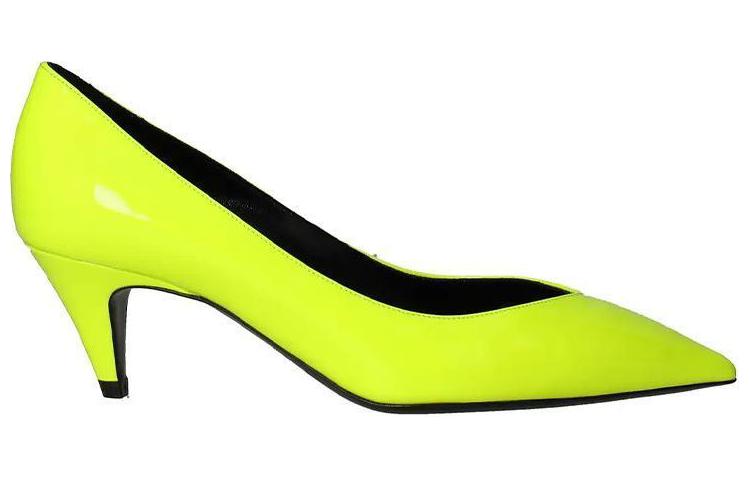 SAINT LAURENT Cone Heel High Heels 5.5cm Women's Neon Yellow