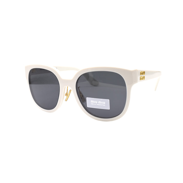 MIU MIU Plate Frame Irregular Shape Sunglasses Women's White