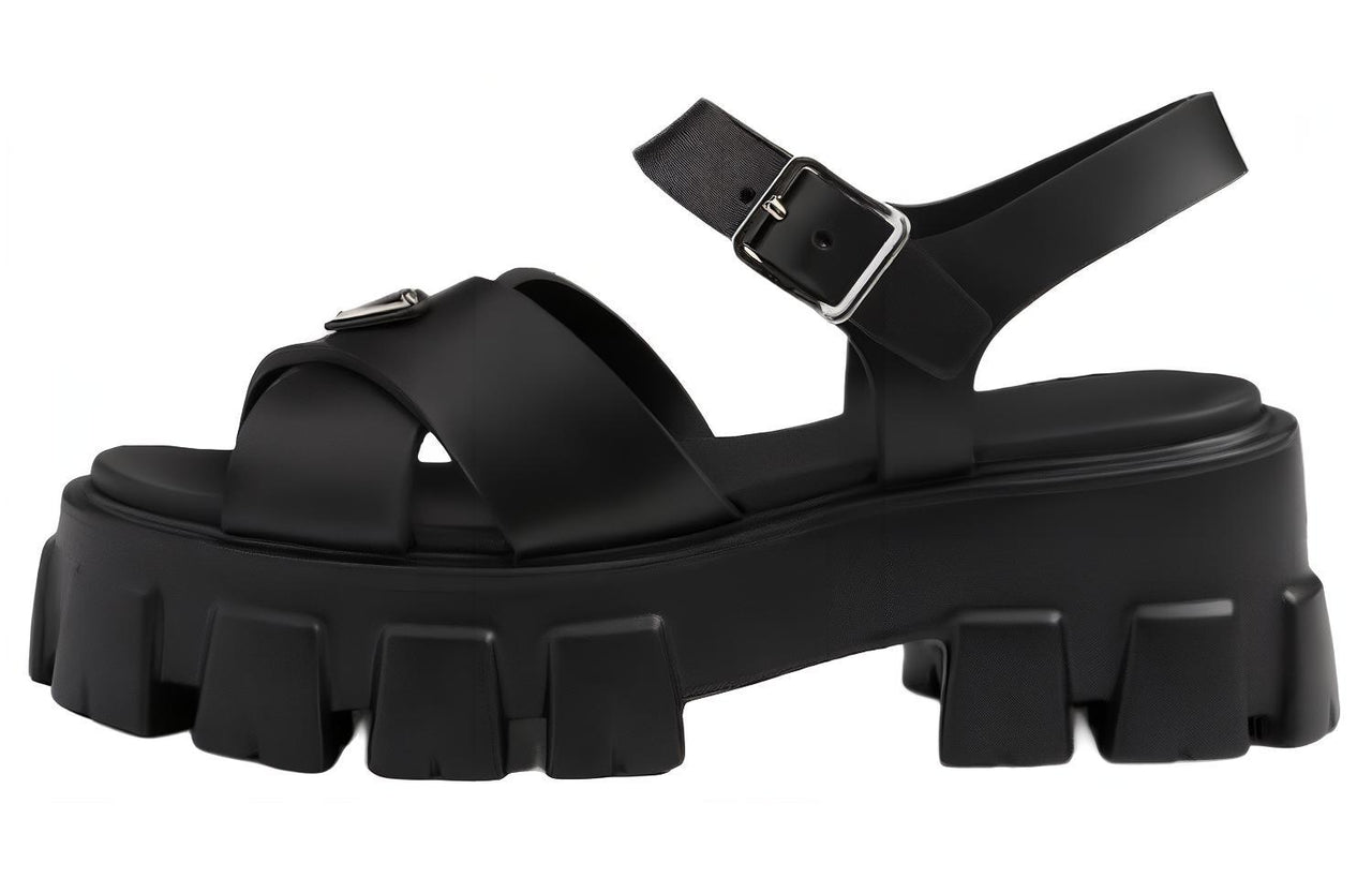 PRADA Triangle-logo Platform Sandals