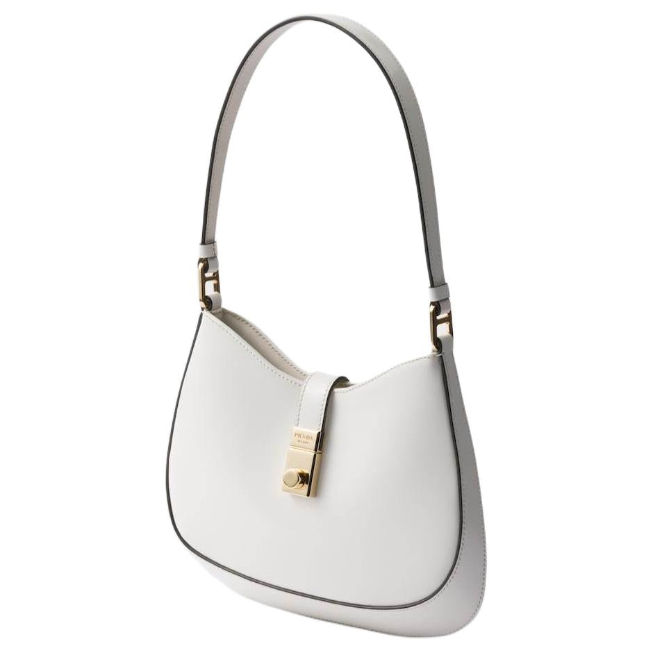 PRADA Cleo Calfskin Handbag, Shoulder Bag Women's White
