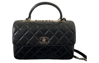 CHANEL Trendy Cc Sheepskin Shoulder Bag Crossbody Bag Handbag Large Size Women's Black