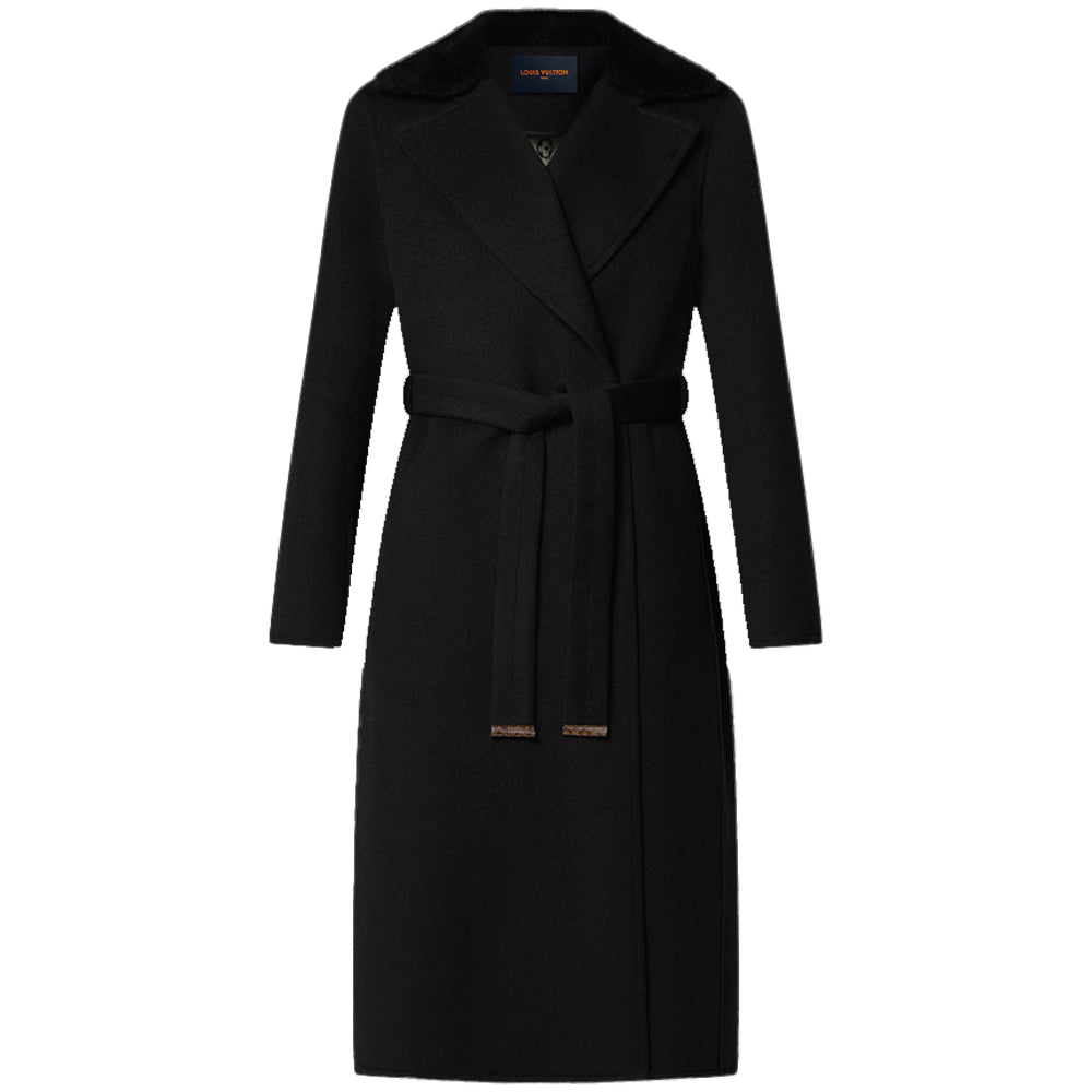LOUIS VUITTON Shearling Collar Wrap Coat