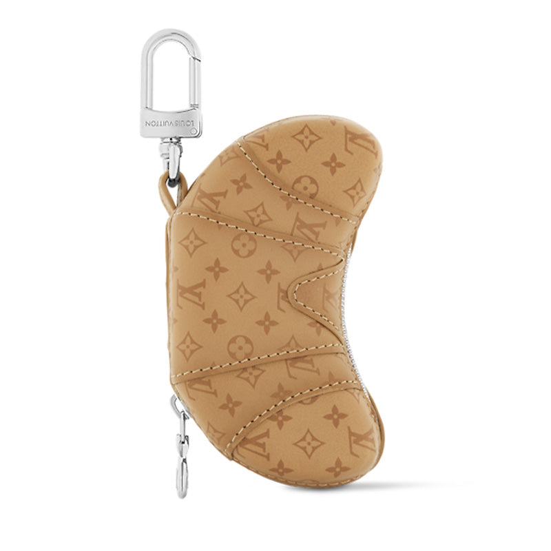 LOUIS VUITTON Leather Pendant Coin Purse Unisex Brown Yellow