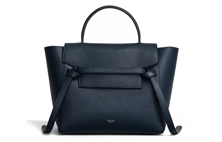 CELINE Belt Calfskin Catfish Bag Handbag Shoulder Bag Crossbody Bag Medium Size Women's Deep Navy Blue