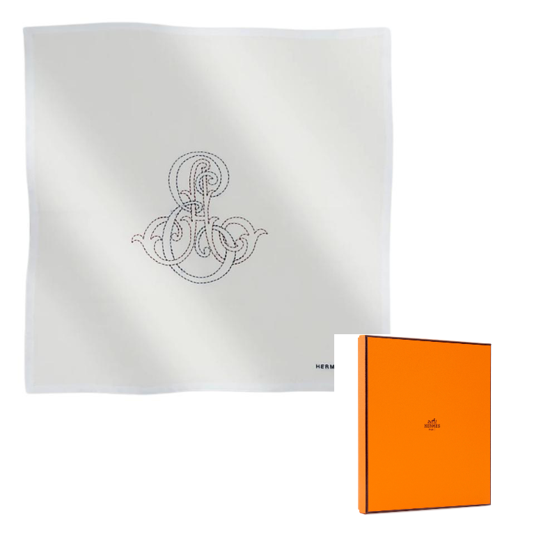 HERMES Cotton Silk Scarves Men's White