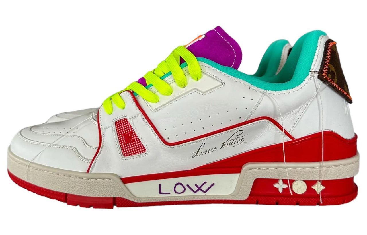 LOUIS VUITTON Low Top Skateboard Shoes Men's White Red Green