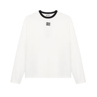MIU MIU SS24 Drop Shoulder Sleeve T Shirt Women's White