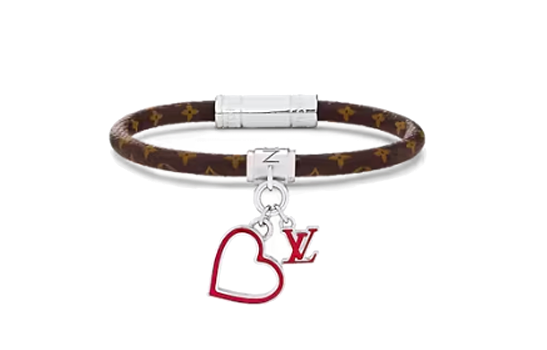 LOUIS VUITTON Canvas, Enamel, Leather, Hardware Accessories Bracelets Men's Dark Brown