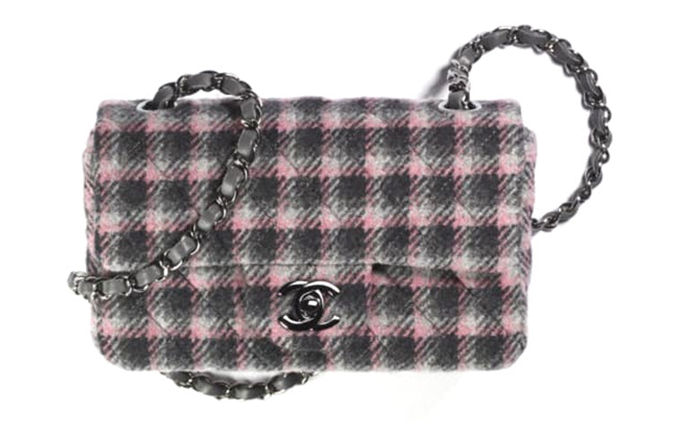 CHANEL Velvet Wool Handbag Shoulder Bag Crossbody Bag Mini Women's Black/Pink/Gray