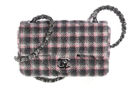 CHANEL Velvet Wool Handbag Shoulder Bag Crossbody Bag Mini Women's Black/Pink/Gray
