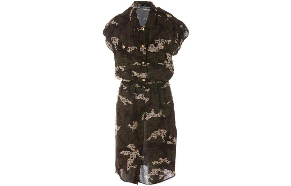 CELINE Short Sleeved Dresses Women's Green