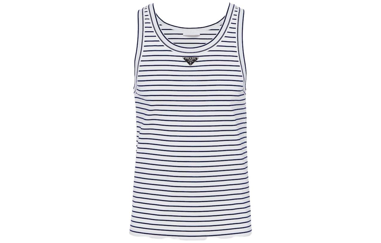 PRADA Triangle logo Striped Tank Top
