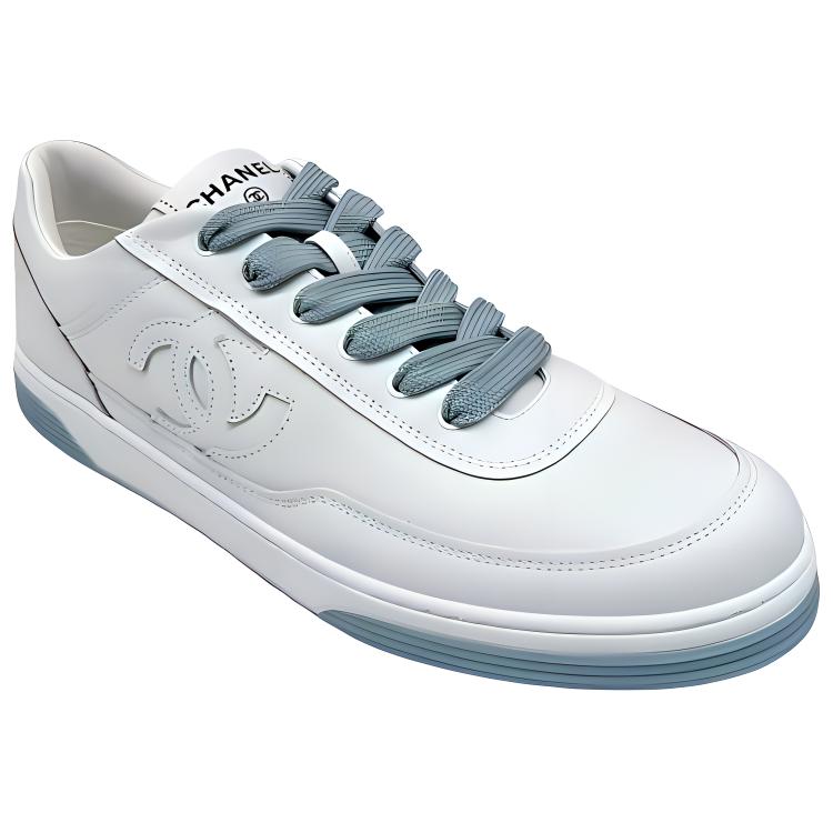 CHANEL Low-Top Skateboard Shoes Women's White Blue