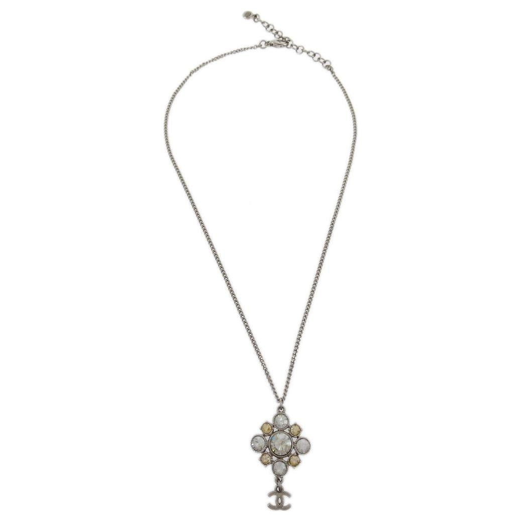 CHANEL 2010 Rhistone embellished Cc Pendants Necklace