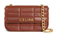 CELINE MATELASSE MONOCHROME Series Sheepskin Shoulder Bag Crossbody Bag Women's Tawny Blend Caramel