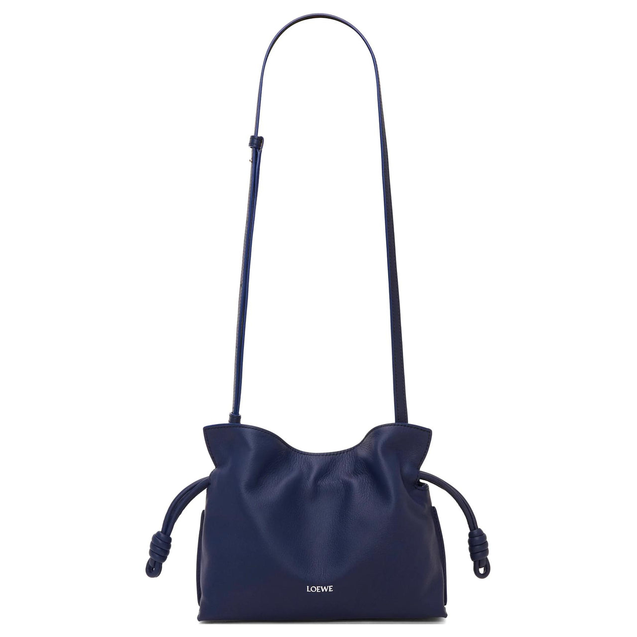 LOEWE Flamenco Nappa Cow Leather One Shoulder Crossbody Clutch Mini Women's Dark Blue