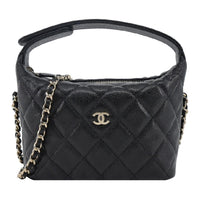 CHANEL Calfskin Hobo Bag Shoulder Bag Crossbody Handbag Women's Black