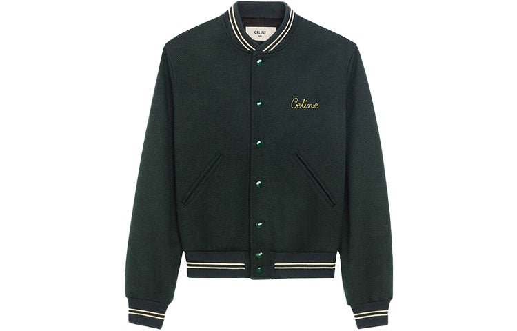 CELINE Baseball Jacket Unisex Dark Green