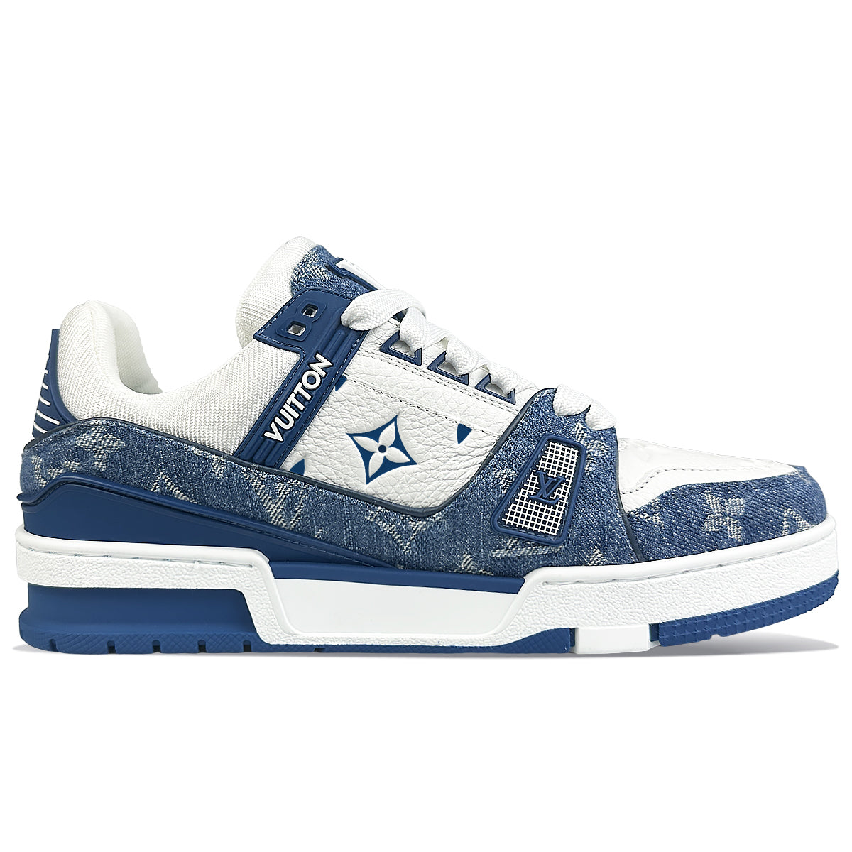 LOUIS VUITTON Trainer BNK High Floor Low-Top Skateboard Shoes Unisex Blue White