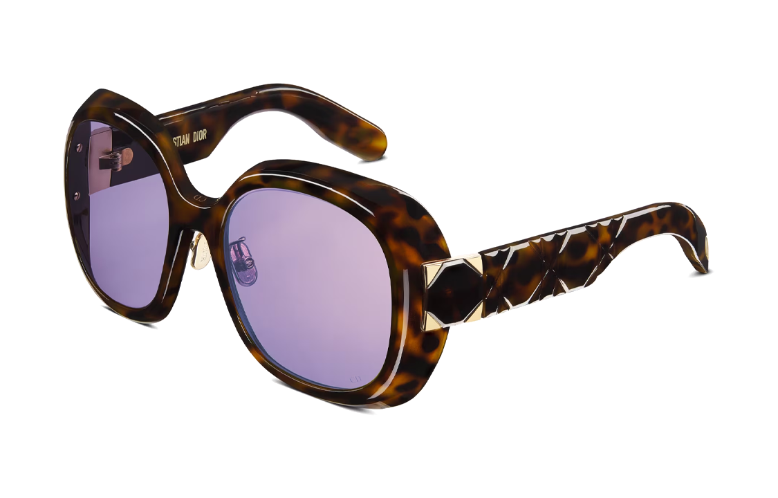 DIOR Acetate Irregular Shape Sunglasses Women's Brown