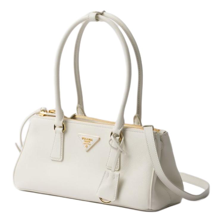 PRADA Calfskin Crossbody Handbag, Shoulder Bag Medium Size Women's White