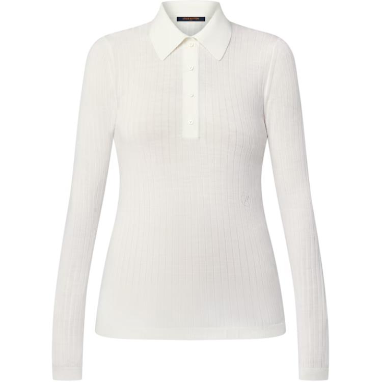 LOUIS VUITTON Long-Sleeved Rib-Knit Polo Top