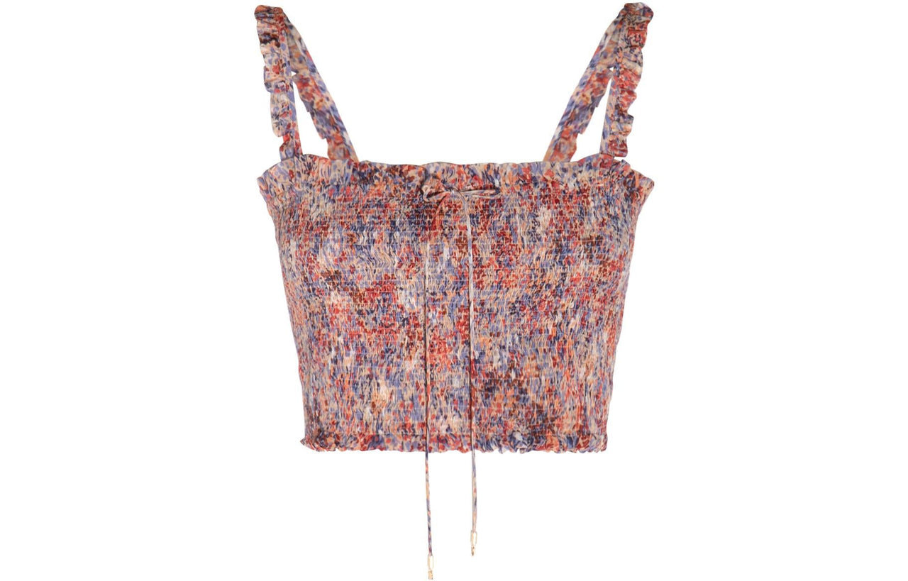 CELINE All Over Patterned Ruffle Detailed Top