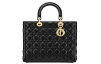 DIOR Sheepskin Seven Compartment Lady Dior Bag, Shoulder Bag, Crossbody Bag, Handbag Tubas Women's Black