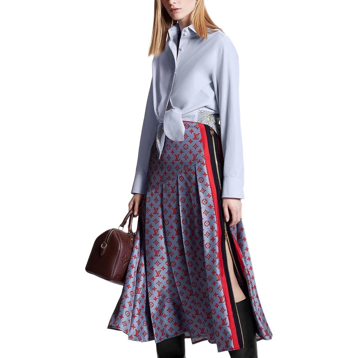 LOUIS VUITTON 1ABRRK 3D Monogram Asymmetrical Pleat Midi Skirt