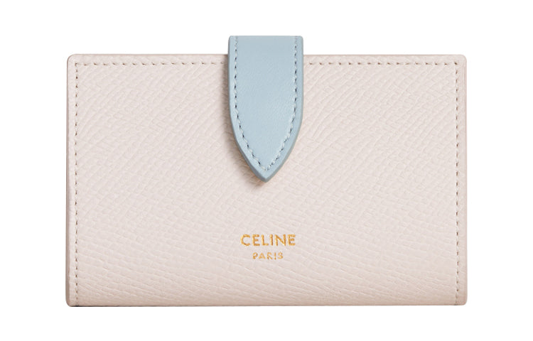 CELINE Grained Calfskin Key Pouch Women's Pink/Blue
