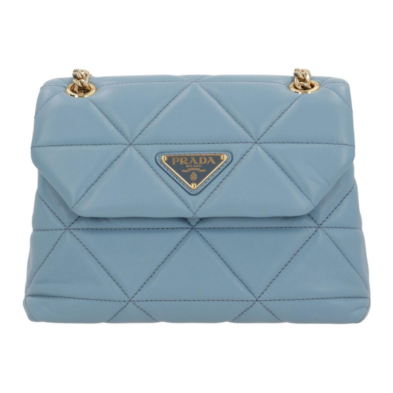 PRADA Lambskin Crossbody Bag Shoulder Bag Women's Light Blue