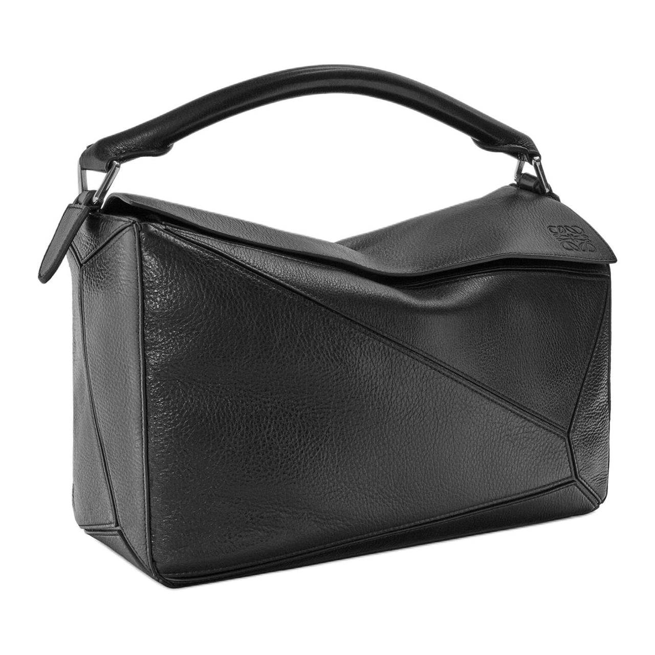 LOEWE Puzzle Deerskin One Shoulder Handbag Tubas Men's Black