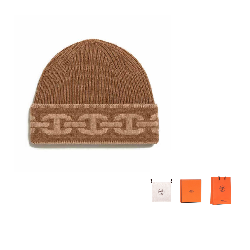 HERMES Cashmere Beanies Women's Chestnut