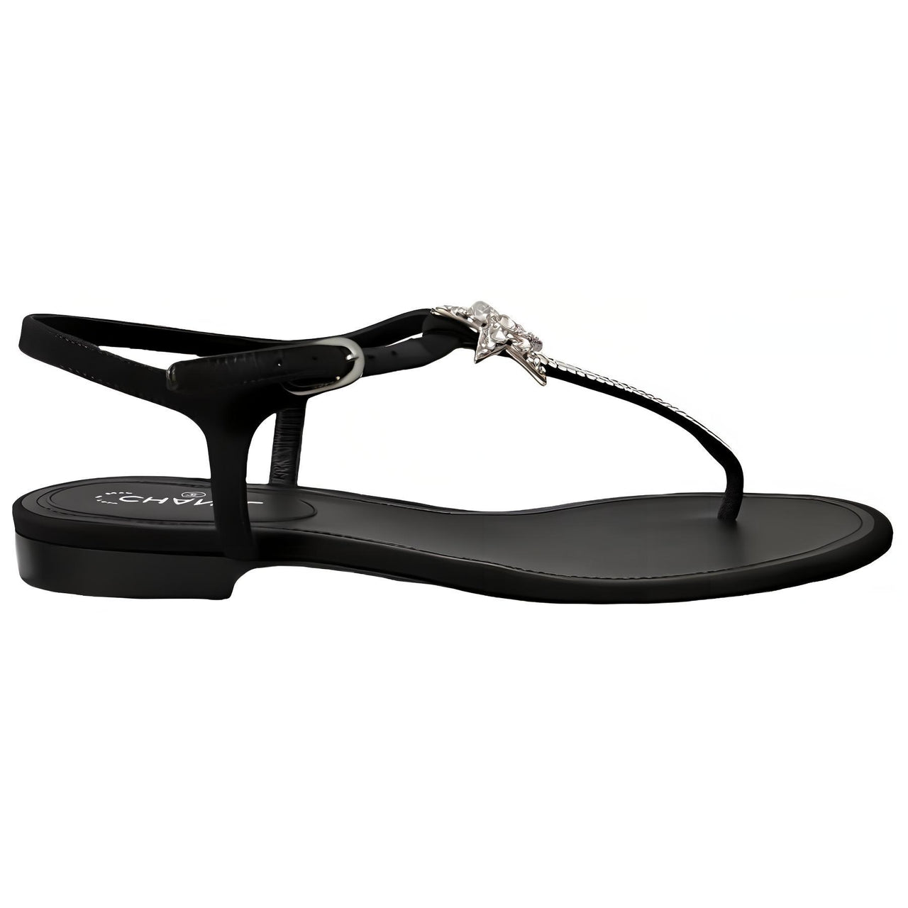 CHANEL One Strap Sandals Women's Black