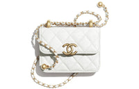 CHANEL WOC Calfskin Wealth Bag Coin Purse Crossbody Bag Small Size Women's White