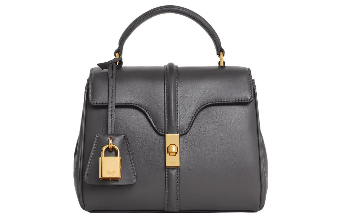 CELINE 16 Satin Calfskin Shoulder Bag Crossbody Bag Handbag Mini Women's Gray