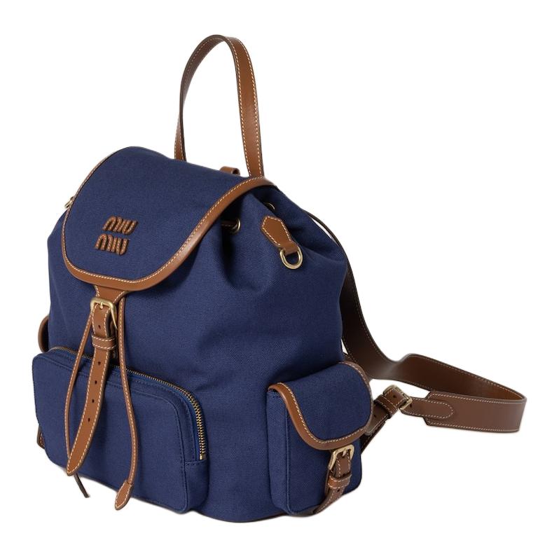 MIU MIU Cotton Backpack Women's Cornflower Blue & Brandy