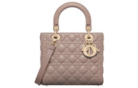 DIOR Lady Dior Lambskin Dior Bag Shoulder Bag Crossbody Bag Handbag Medium Size Women's Taupe