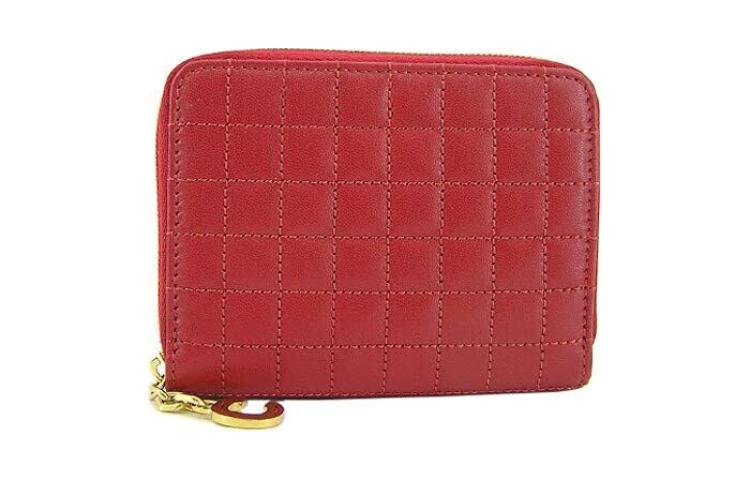 CELINE Calfskin Wallet Unisex Red