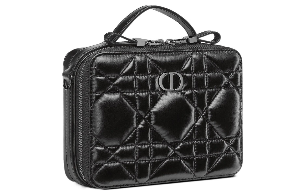 DIOR Caro Cow Leather Portable Crossbody Bag Shoulder Bag Regular Women's Black