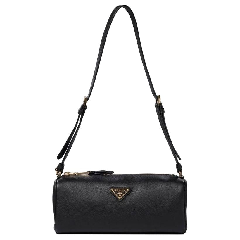 PRADA Calfskin Shoulder Bag Women's Black