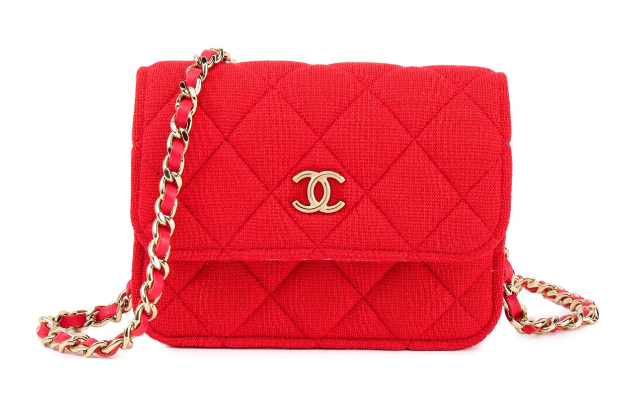CHANEL Fabric Shoulder Bag, Crossbody Bag Mini Women's Red