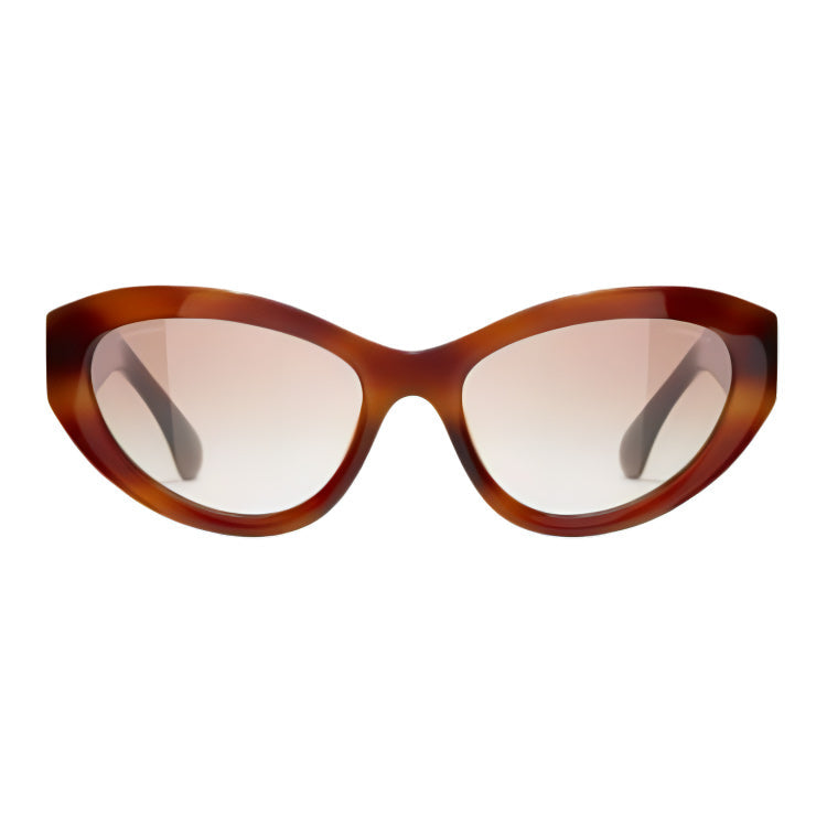 CHANEL Acetate Cat Eye Sunglasses Women's Tortoiseshell
