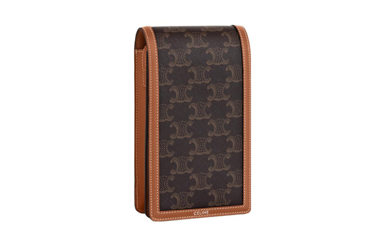 CELINE Cow Leather Binding Card Holder Men's Tawny